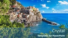  Presentation with popular - Slides consisting of manarola-in-cinque-terre-italy background and a ocean colored foreground