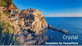  Presentation with vietnam culture popular tourist destination - Presentation design consisting of manarola-in-cinque-terre-italy background and a ocean colored foreground