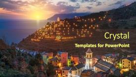  Presentation with map navigation seas italy - Slide set having manarola-italy-in-the-cinque background and a tawny brown colored foreground