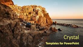  Presentation with overlook - Amazing slide deck having manarola-overlook-mediterranean-sea backdrop and a tawny brown colored foreground