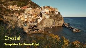  Presentation with overlook - Colorful slide set enhanced with manarola-overlook-mediterranean-sea backdrop and a tawny brown colored foreground