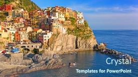  Presentation with italy - Slides featuring manarola town at the ligurian sea italy background and a ocean colored foreground