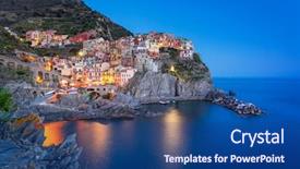  Presentation with coast - Cool new PPT theme with the coast of liguria backdrop and a ocean colored foreground