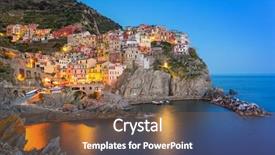  Presentation with coast - Presentation consisting of manarola town on the coast of ligurian sea at night italy background and a tawny brown colored foreground