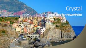  Presentation with coast - Slides enhanced with manarola-village-cinque-terre-coast background and a teal colored foreground