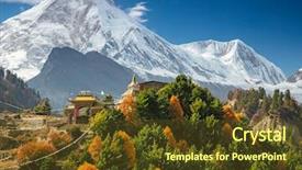  Presentation with monastery - PPT layouts featuring manaslu mount in himalayas nepal background and a tawny brown colored foreground