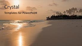  Presentation with sunset at venice beach palm - Slide deck consisting of manchebo beach on aruba island background and a coral colored foreground