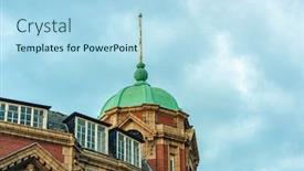  Presentation with city street - Audience pleasing presentation theme consisting of manchester-city-urban-street-view backdrop and a light blue colored foreground