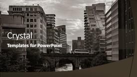 Presentation with city street - Presentation design consisting of manchester-city-urban-street-view background and a tawny brown colored foreground