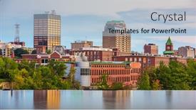  Presentation with skyline - Cool new PPT theme with manchester-new-hampshire-usa-skyline backdrop and a light blue colored foreground