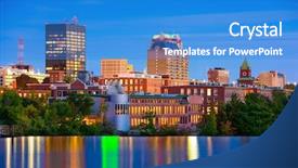  Presentation with skyline - Beautiful theme featuring manchester new hampshire usa skyline backdrop and a teal colored foreground