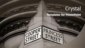  Presentation with united kingdom - Presentation with manchester-princess-street-road-sign background and a tawny brown colored foreground