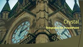  Presentation with town hall - Amazing PPT theme having manchester-township-town-hall-clock backdrop and a tawny brown colored foreground