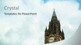  Presentation with town hall - Slide deck having manchester-township-town-hall-clock background and a sky blue colored foreground