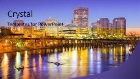  Presentation with skyline - Amazing slide set having manchester united - richmond virgina usa downtown skyline backdrop and a light blue colored foreground