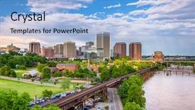  Presentation with virginia - Slide set consisting of manchester united - richmond virginia usa downtown skyline background and a light blue colored foreground