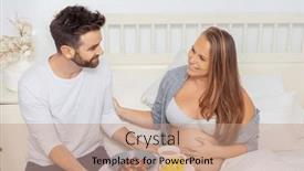  Presentation with healthy breakfast - Presentation theme consisting of mand-bringing-healthy-breakfast background and a coral colored foreground