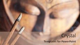  Presentation with incense - PPT layouts enhanced with mandala - smoldered sandal-wood incense and buddha background and a coral colored foreground