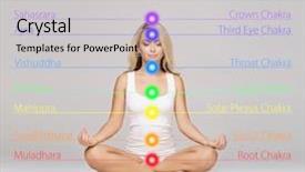  Presentation with lotus - Presentation theme featuring mandala - young and healthy girl meditating background and a light gray colored foreground