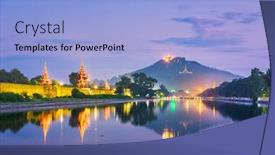  Presentation with hill - Cool new slide set with mandalay-myanmar-at-mandalay-hill backdrop and a light blue colored foreground