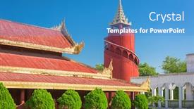  Presentation with palace of fine arts - Beautiful PPT theme featuring mandalay-myanmar-at-the-watchtower backdrop and a teal colored foreground