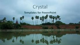  Presentation with palm - Colorful PPT theme enhanced with mandalay-palace-wall-and-moat backdrop and a light blue colored foreground