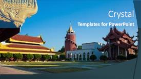  Presentation with royal - Amazing presentation design having mandalay-royal-palace-watch-tower backdrop and a teal colored foreground
