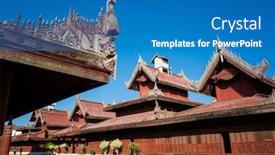  Presentation with royal - Audience pleasing theme consisting of mandalay-royal-palace-wooden-carved backdrop and a teal colored foreground