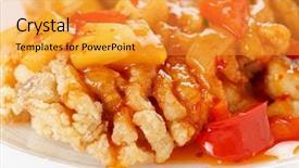  Presentation with deep - PPT theme with mandarim fish - deep fried carp in sweet-sour background and a gold colored foreground