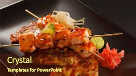  Presentation with hydroponics vegetables hydroponic vegetable - Amazing PPT layouts having mandarim fish - japanese skewered salmon with vegetables backdrop and a tawny brown colored foreground