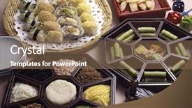  Presentation with korean food - Theme having mandarin duck - korean food background and a violet colored foreground