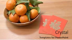  Presentation with chinese new year lunar - Beautiful PPT theme featuring mandarin orange for lunar new backdrop and a coral colored foreground
