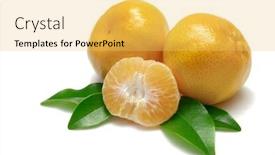  Presentation with mandarin oranges - Beautiful slides featuring mandarin-oranges-imperial-with-leaves backdrop and a yellow colored foreground