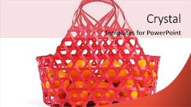  Presentation with mandarin oranges - PPT theme with mandarin oranges in red wicker background and a coral colored foreground