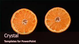  Presentation with orange fruit - Colorful slide deck enhanced with mandarin tangerine citrus fruit ion backdrop and a wine colored foreground