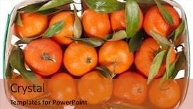  Presentation with fruits - Cool new theme with mandarins fruits top view surface backdrop and a red colored foreground