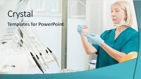  Presentation with collaboration health professional - Cool new slides with mandibe - professional dentist in gloves backdrop and a white colored foreground