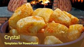  Presentation with deep - Colorful PPT theme enhanced with dainty - brazilian food mandioca frita deep backdrop and a tawny brown colored foreground