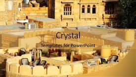  Presentation with ancient india palace in jaipur - PPT theme featuring mandir palace museum jaisalmer india background and a yellow colored foreground