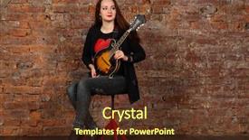  Presentation with red brick wall - Presentation design featuring mandolin - pretty young woman with mini background and a  colored foreground