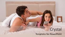  Presentation with conflict - Theme with family conflict with wife husband in bed background and a soft green colored foreground