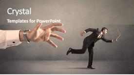  Presentation with running race lane - Presentation theme with proportion - young miniature businessman running background and a coral colored foreground