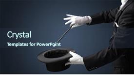  Presentation with black-magic - Amazing presentation theme having maneuvers - illusionist white hand wants backdrop and a ocean colored foreground