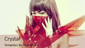  Presentation with innocence - Audience pleasing presentation theme consisting of manga - innocence beautiful young oriental suit backdrop and a red colored foreground