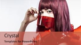  Presentation with sad woman diamond ring - Presentation design having manga - japanese woman in costume background and a red colored foreground