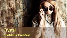  Presentation with teenage girl - Colorful PPT theme enhanced with manga - modern teenage girl with blonde backdrop and a tawny brown colored foreground