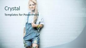  Presentation with teenage girl - Theme consisting of manga - modern teenage girl with blonde background and a sky blue colored foreground