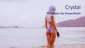  Presentation with black sea - Amazing slide deck having manga - sexy beautiful woman in modern backdrop and a sky blue colored foreground