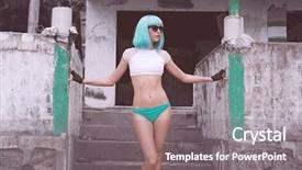  Presentation with abandoned - Cool new presentation theme with manga - sexy beautiful woman in modern backdrop and a gray colored foreground