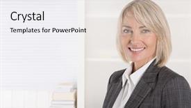  Presentation with aged - Colorful theme enhanced with mangement - attractive smiling middle aged businesswoman backdrop and a white colored foreground